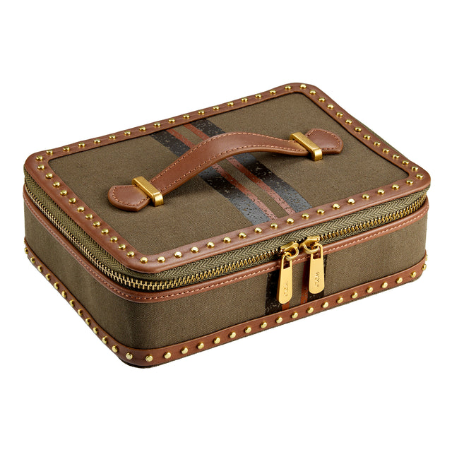 Ida Travel Zip Jewellery Case Khaki