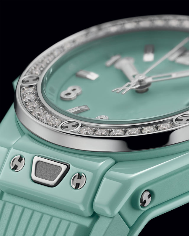 Big Bang One Click Mint Green Ceramic Diamonds