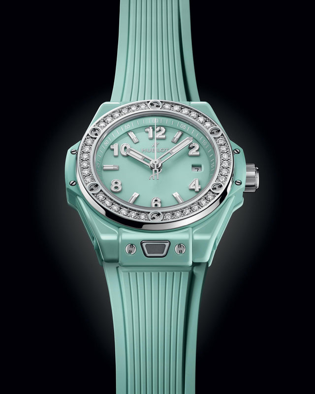 Big Bang One Click Mint Green Ceramic Diamonds