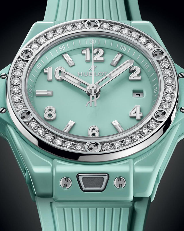 Big Bang One Click Mint Green Ceramic Diamonds
