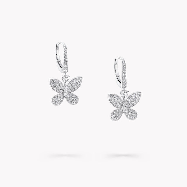 Pavé Butterfly Mini Diamond Drop Earrings
