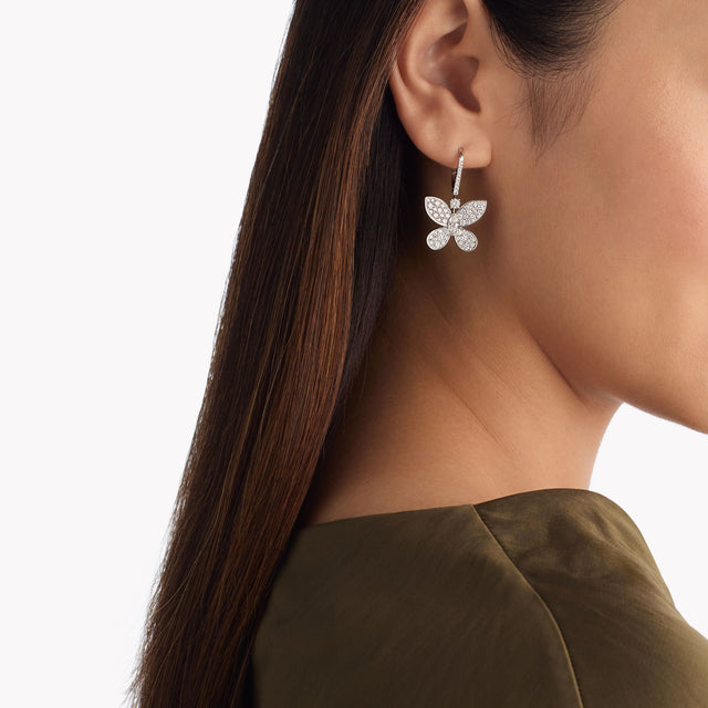 Pavé Butterfly Diamond Drop Earrings