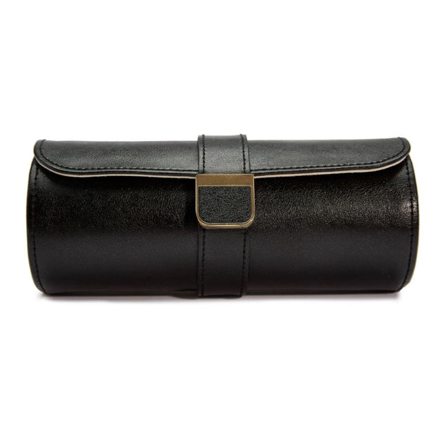 Palermo Double Watch Roll with Jewellery Pouch Black