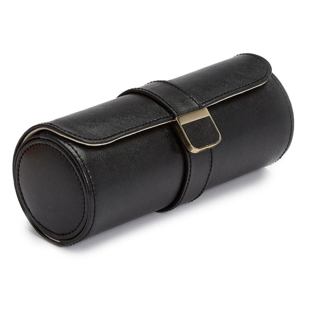 Palermo Double Watch Roll with Jewellery Pouch Black