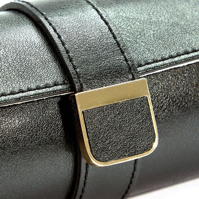 Palermo Double Watch Roll with Jewellery Pouch Black