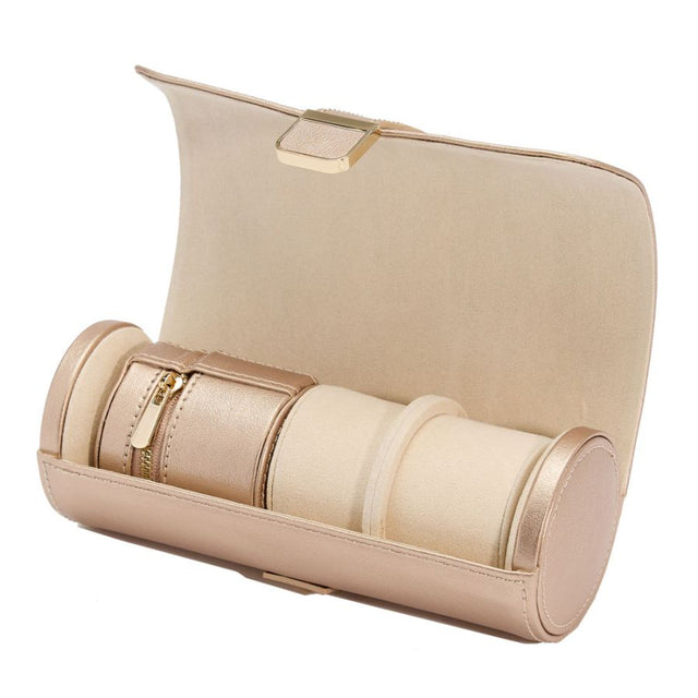 Palermo Double Watch Roll with Jewellery Pouch Rose Gold