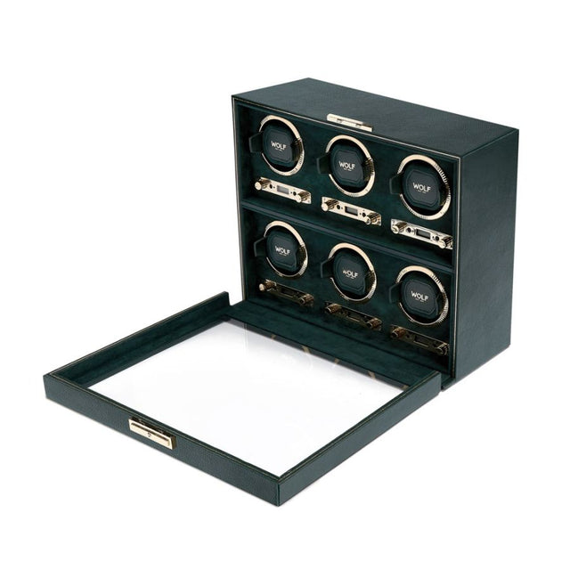 British Racing Green 6 Piece Watch Winder