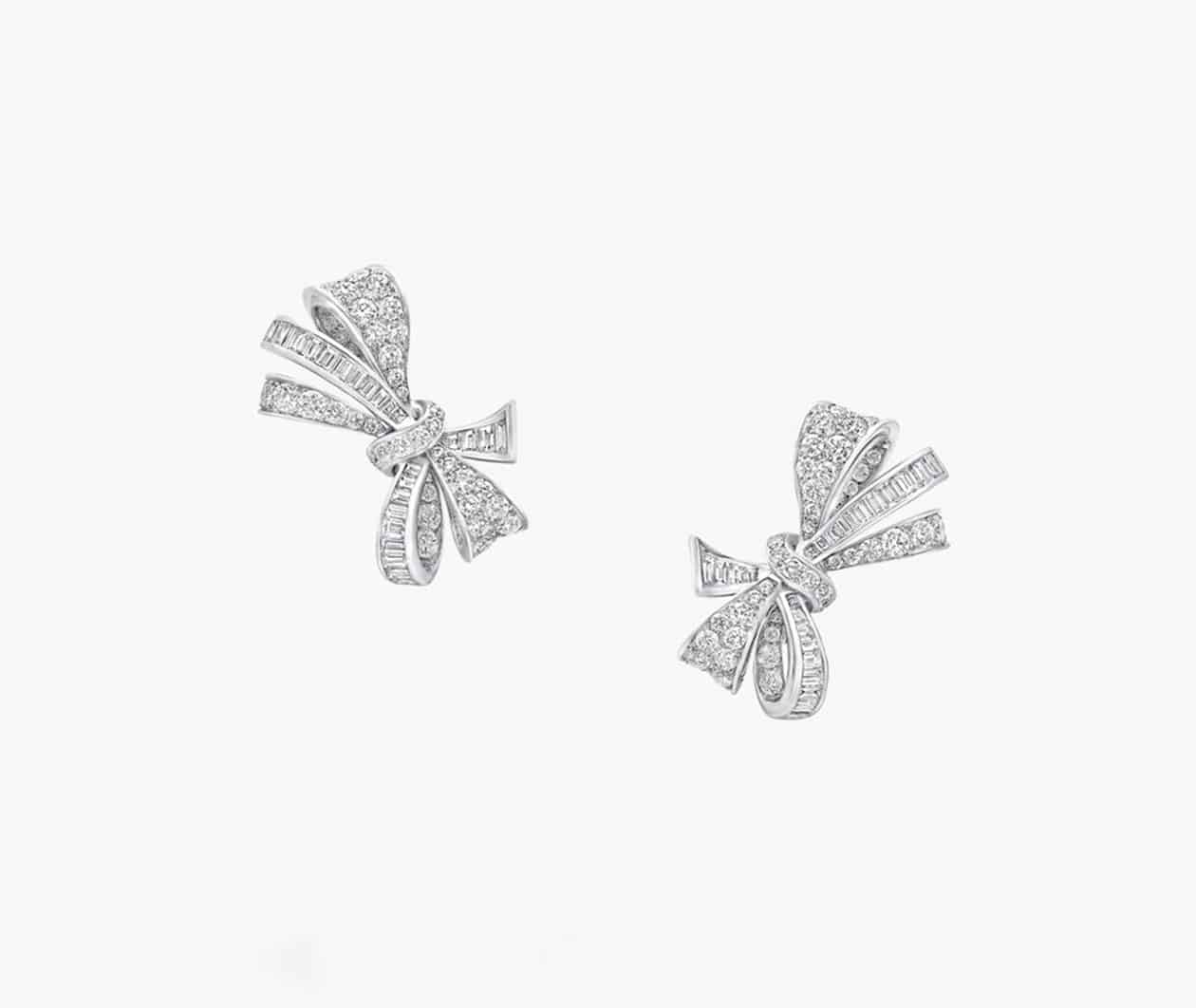 Diamond bow store earrings