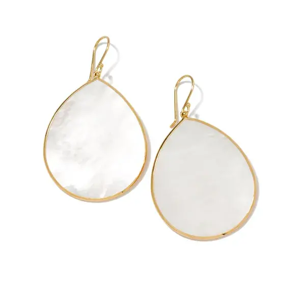 18K Polished Rock Candy Mother of Pearl Teardrop Earrings - Kennedy