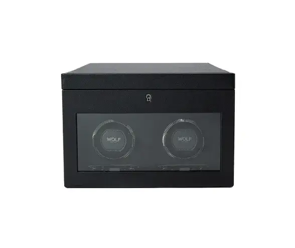 Wolf British Racing Double Watch Winder with Storage Black Kennedy