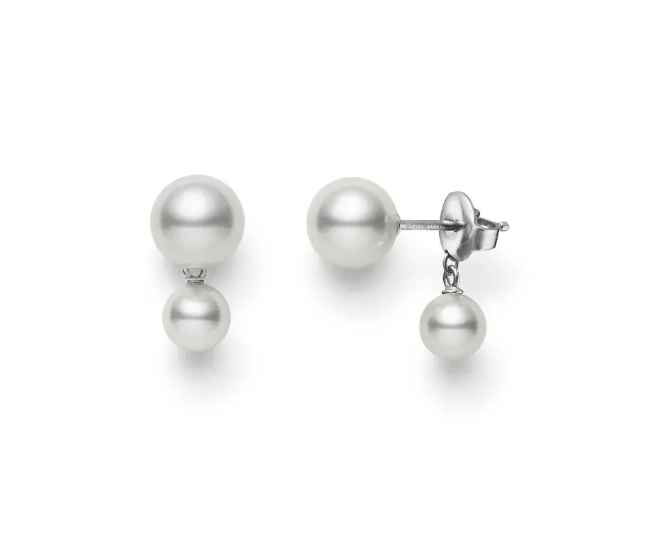 Cultured Blue Akoya Pearl Drop Earrings | Shane Co.