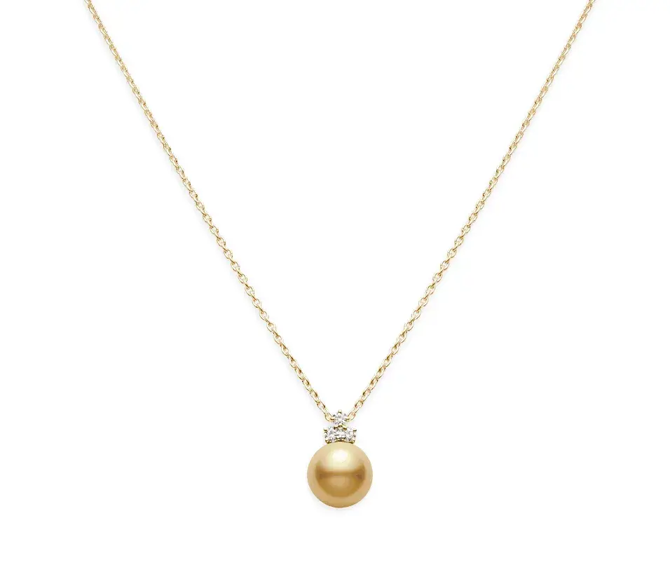 Golden South Sea and Diamond Pendant Necklace - Kennedy