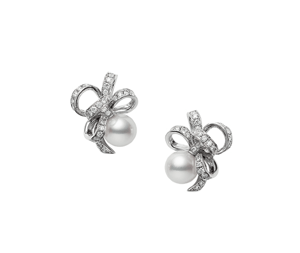 Ribbon Akoya Cultured Pearl and Diamond Earrings Kennedy