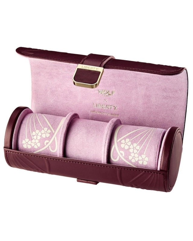 WOLF x Liberty Triple Watch Roll - Burgundy