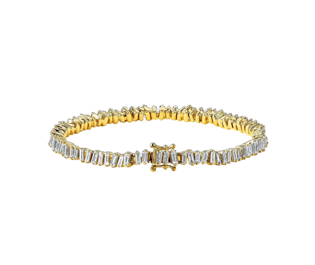 18K Yellow Gold Classic Diamond Baguette Tennis Bracelet