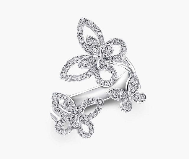 Graff Butter Fly Triple Butter Fly Silhouette Diamond Ring RGR790 Carousel 1