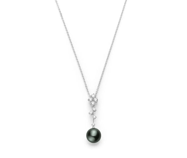 Classic Black South Sea Pearl Diamond Pendant Necklace Kennedy