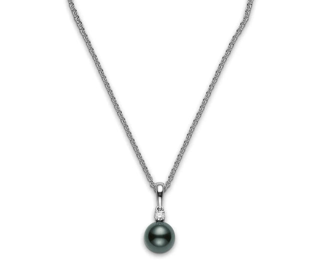 Black South Sea Cultured Pearl and Diamond Pendant Necklace