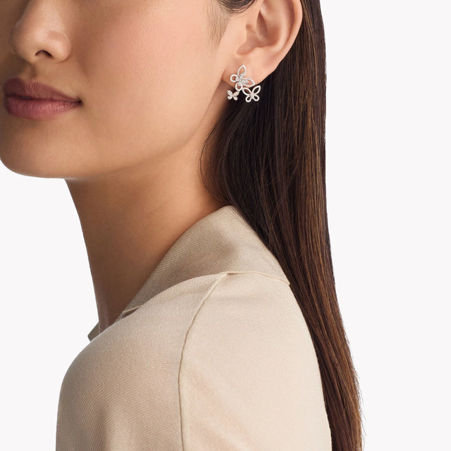 Triple Butterfly Silhouette Diamond Earrings