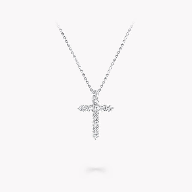 Round Diamond Cross Medium Pendant