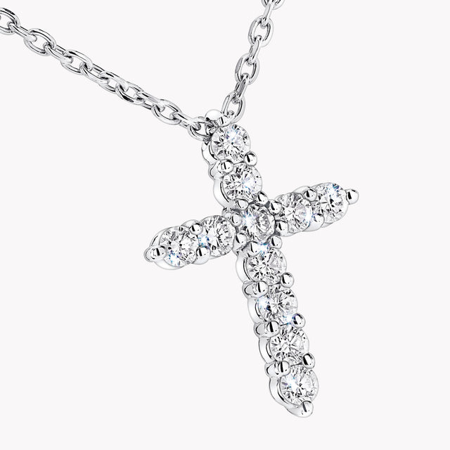 Round Diamond Cross Petite Pendant
