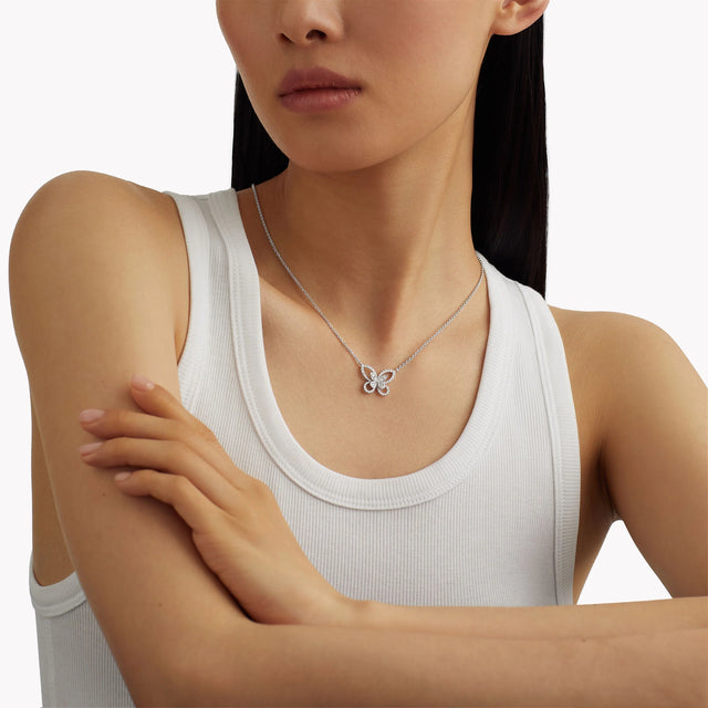 Butterfly Silhouette Diamond Pendant