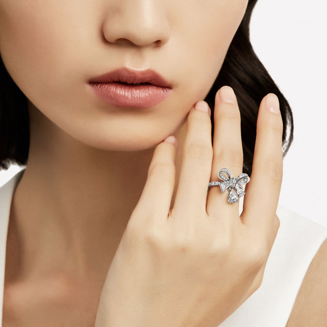 Tilda's Bow Baguette Cut Diamond Drop Ring