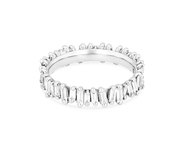 SuzanneKalan Fireworks 18K White Gold Classic Eternity Band Ring BAR154 WG Carousel 1