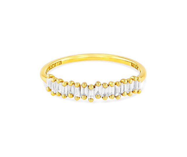 SuzanneKalan Fireworks 18K Yellow Gold Mini Baguette Diamond Band BAR273 YG Carousel 1