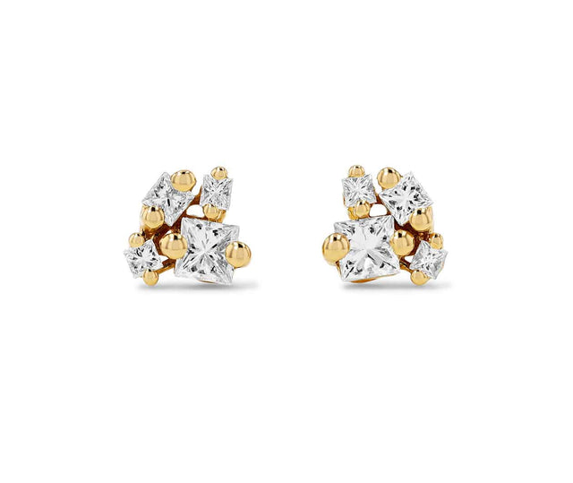 SuzanneKalan Fireworks 18K Yellow Gold Princess Diamond Stud Earrings BAE927 YG Carousel 1