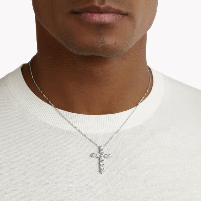Round Diamond Cross Large Pendant