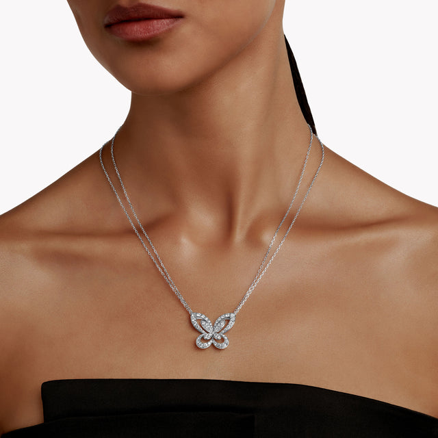 Butterfly Silhouette Large Diamond Pendant