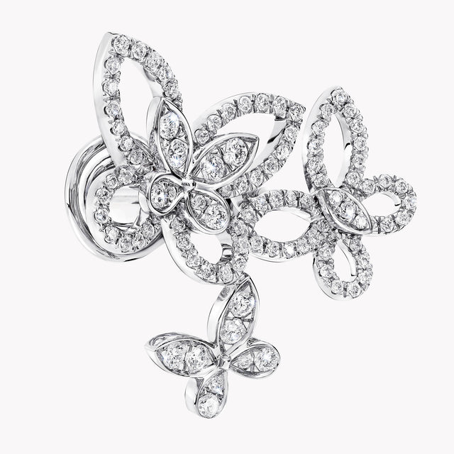 Triple Butterfly Silhouette Diamond Earrings
