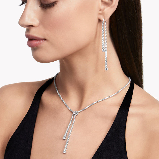Diamond Double Strand Earrings