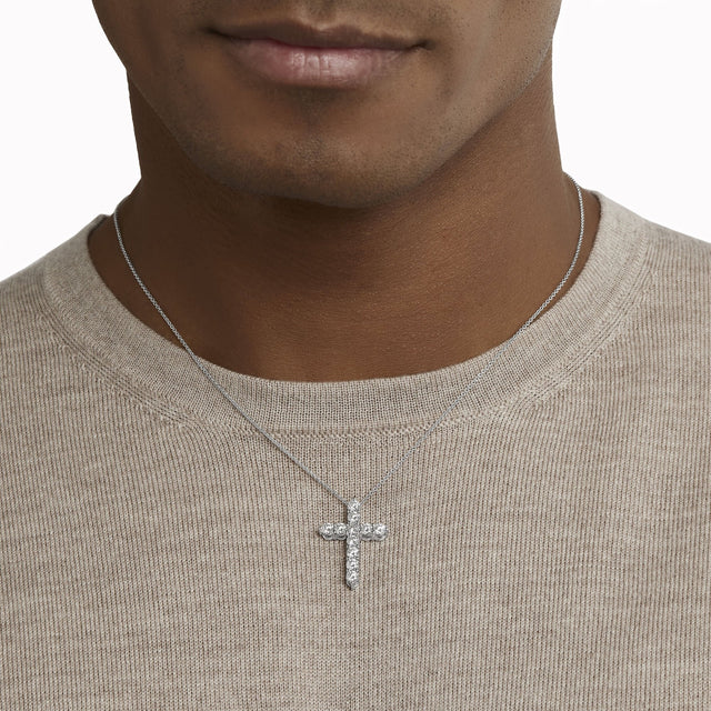 Round Diamond Cross Medium Pendant