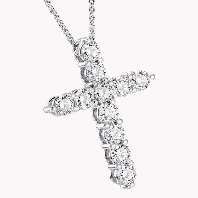 Round Diamond Cross Medium Pendant