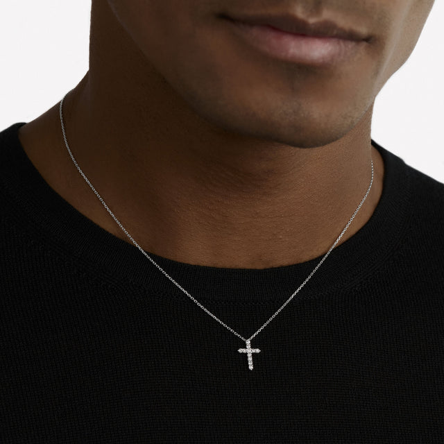 Round Diamond Cross Petite Pendant