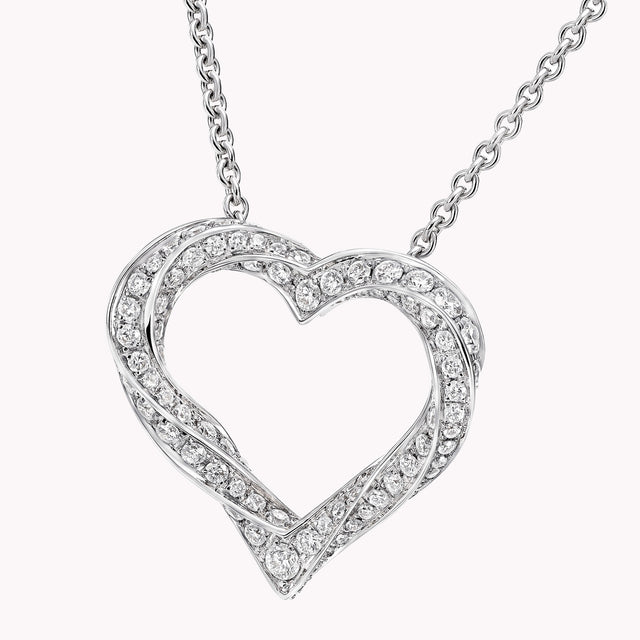Spiral Heart Silhouette Pavé Diamond Pendant