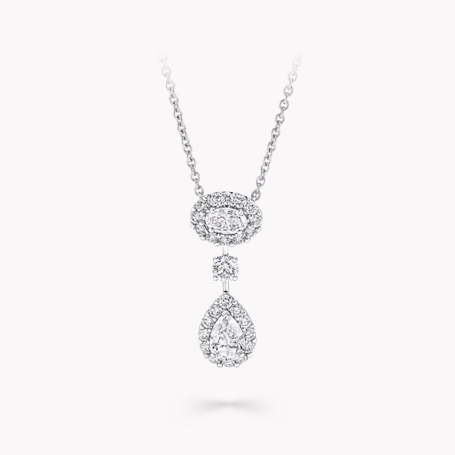 Icon Oval and Pear Shape Diamond Drop Necklace