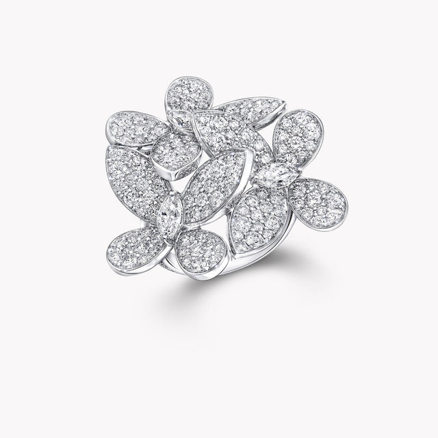 Triple Pavé Butterfly Diamond Ring