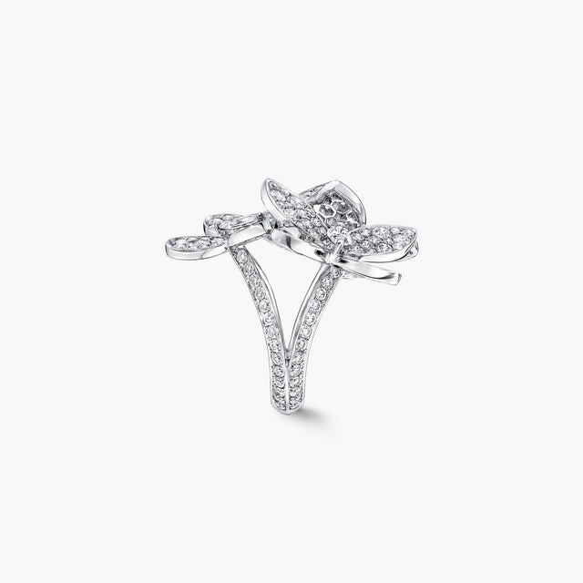 Triple Pavé Butterfly Diamond Ring