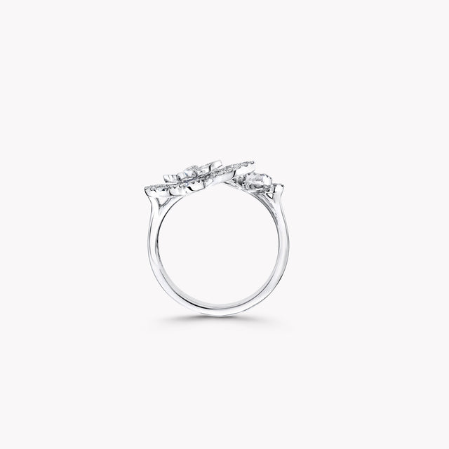 Double Butterfly Silhouette Diamond Ring