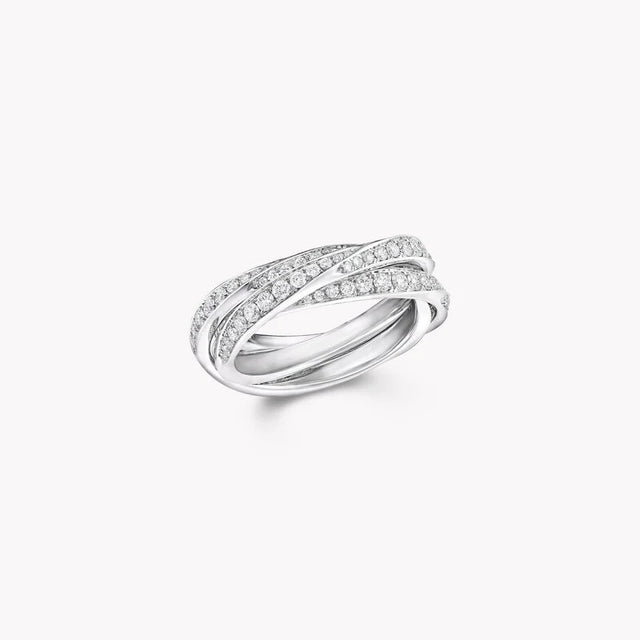 Triple Spiral Pavé Diamond Ring