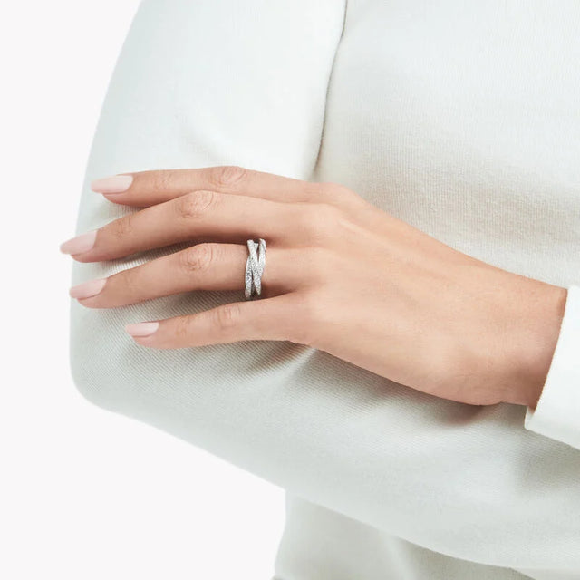 Triple Spiral Pavé Diamond Ring