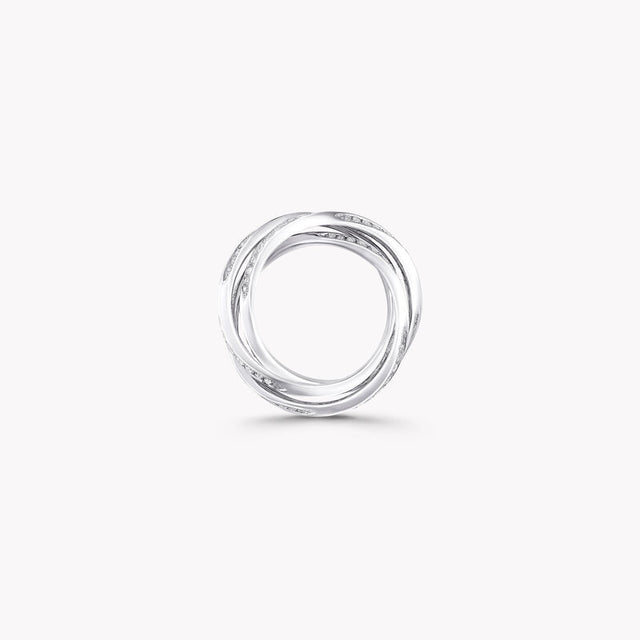 Triple Spiral Pavé Diamond Ring