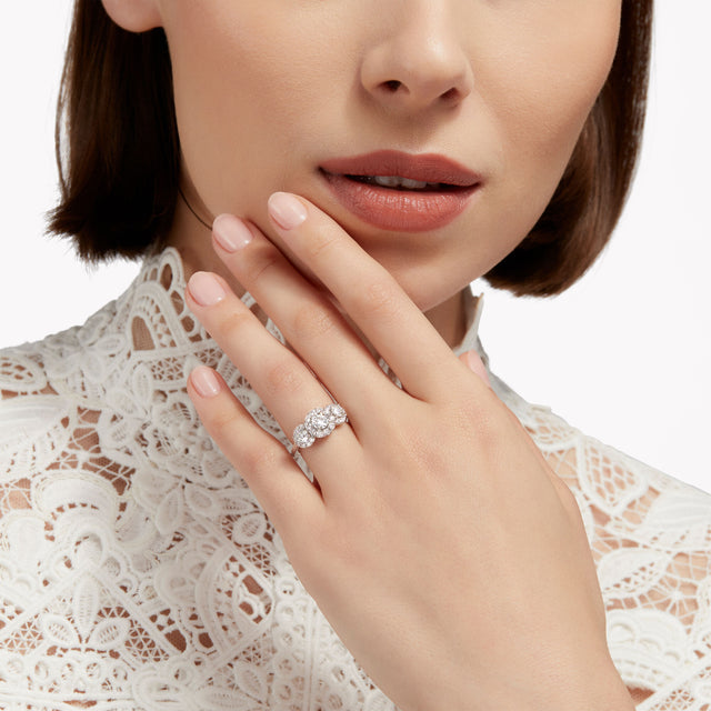 Icon Three Stone Round Diamond Engagement Ring