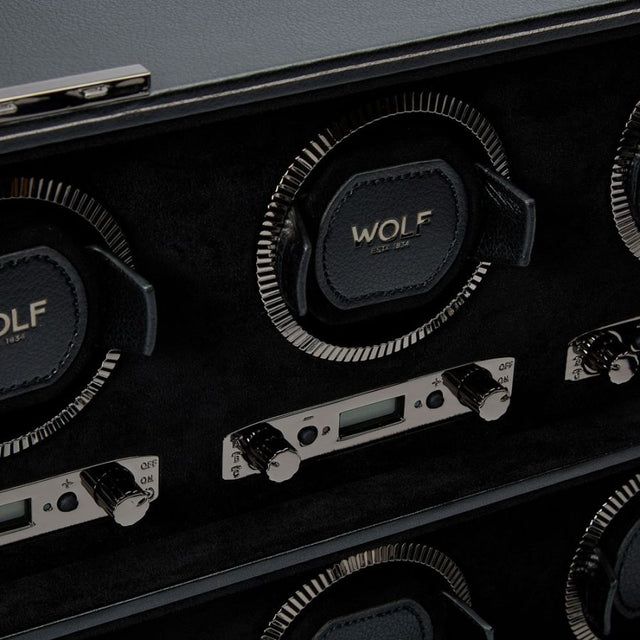 Wolf British Racing 8 Piece Watch Winder Black